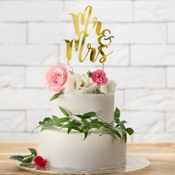 Cake Topper - Mr & Mrs - Gold